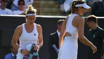 Maria Sharapova abandona por lesi&oacute;n ante Pauline Parmentier durante su partido de primera ronda de WImbledon.