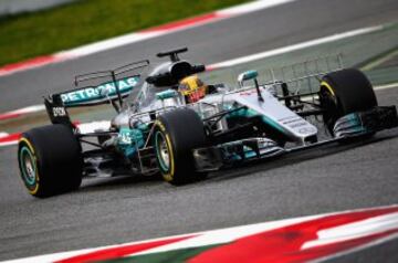 El británico Lewis Hamilton en su Mercedes F1 WO8.