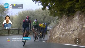 Ataque de Dani Martínez ante Roglic y Wout van Aert