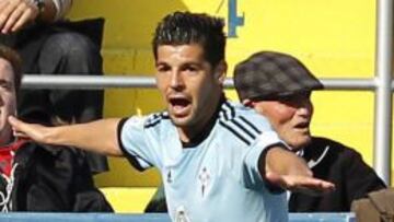 El delantero del Celta de Vigo Manuel Agudo "Nolito" celebra el gol marcado al Levante.
