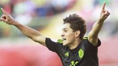 El mexicano celebra su gol contra Argentina.