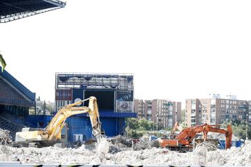 Aspecto de la demolición del Estadio Vicente Calderón a 1 de agosto de 2019.