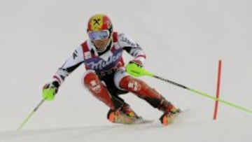 El austr&iacute;aco Marcel Hirscher durante su eslalon en Finlandia. 