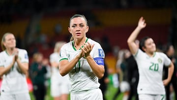 Brisbane (Australia), 31/07/2023.- Katie McCabe of the Republic of Ireland reacts after drawing the FIFA Women's World Cup 2023 soccer Group B match between Ireland and Nigeria at Brisbane Stadium in Brisbane, Australia, 31 July 2023. (Mundial de Fútbol, Irlanda) EFE/EPA/DARREN ENGLAND AUSTRALIA AND NEW ZEALAND EDITORIAL USE ONLY
