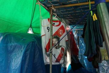 A soccer jersey featuring an image of Peruvian player Paolo Guerrero is seen at a market in Nueva Esperanza in Lima, Peru May 23, 2018.