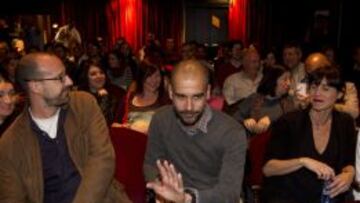 Pep Guardiola en conferencia del cocinero Ferran Adrià en Barcelona el 25 de marzo.