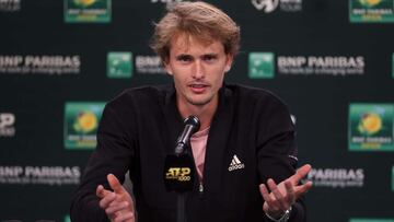 El tenista alem&aacute;n Alexander Zverev, durante una rueda de prensa antes de competir en el BNP Paribas Open, el Masters 1.000 de Indian Wells, en el Indian Wells Tennis Garden de Indian Wells, California.