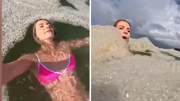 Una infuencer pensó que se bañaba en el mar con espuma y eran aguas con heces