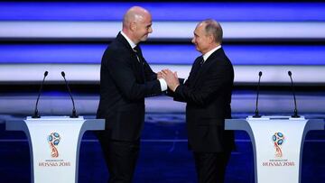 FIFA's president, Gianni Infantino, with Vladimir Putin, president of Russia.