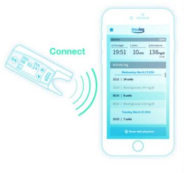 Insulog se conecta via app al smartphone para ver m&aacute;s datos del paciente