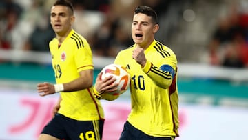 James Rodríguez en un partido de la Selección Colombia.