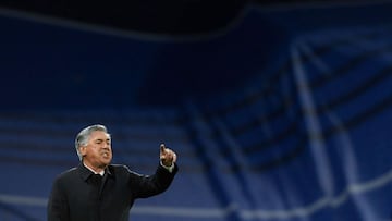Carlo Ancelotti, entrenador del Real Madrid, durante el partido de Champions ante el Shakhtar.