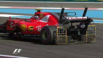 El Ferrari de Raikkonen en Abu Dhabi probando el nuevo difusor trasero.