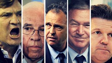 José Antonio Camacho, Luis Aragonés, Joaquín Caparrós, Javier Clemente y Dimitri Piterman.