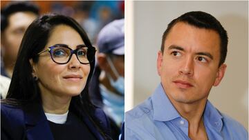 A combination  picture shows Ecuadorean presidential candidates Luisa Gonzalez and Daniel Noboa attending an event, in Quito, Ecuador October 12, 2023. REUTERS/Karen Toro