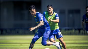 Richard Sánchez durante el entrenamiento del América