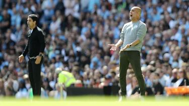 Arteta y Guardiola. en un partido entre el Arsenal y el Manchester City.