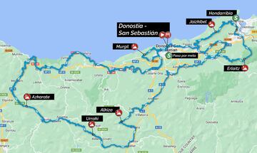 Mapa del recorrido de la Clásica de San Sebastián 2022.