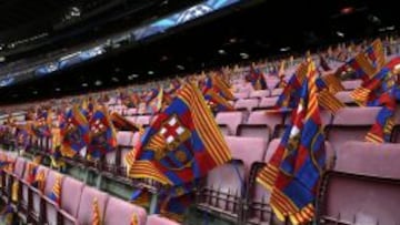 La grada del Camp Nou, antes del Barcelona - Manchester City.