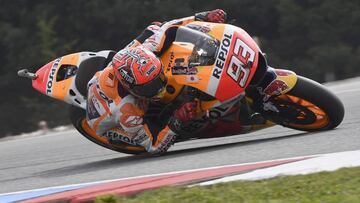 Marc Márquez, al límite en el circuito de Brno.