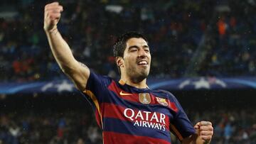 Luis Suárez celebra un gol con el Barcelona.