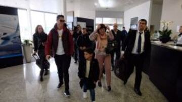 Cristiano, a su llegada al Palacio de Congresos con sus familiares.