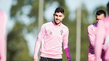 El central Unai Núñez, durante un entrenamiento del Celta.