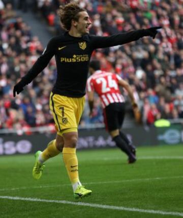 Griezmann celebra el 0-1 de Koke.