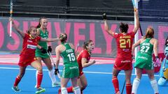 London (United Kingdom), 04/08/2018.- Spain celebrate Alicia Magaz goal during the women&#039;s Field Hockey World Cup match between Ireland and Spain at the Lee Valley Hockey Centre, Queen Elizabeth Olympic Park in London, Britain, 4th August 2018. (Espa