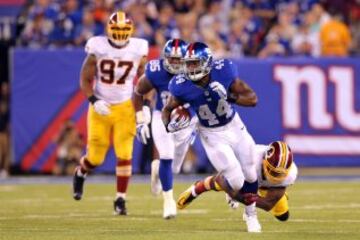 Apenas unos minutos despu¨¦s, en el segundo drive de los Redskins, Prince Amukamara intercept¨® un pase de Cousins a Pierre Gar?on en la yarda 20 de Washington, y corri¨® hasta la 14. En el consiguiente drive de los Big Blue, Andre Williams conseguir¨ªa un touchdown de carrera de 1 yarda. Tras el extra point, el partido se pon¨ªa 9-0 para los Giants a 6:39 para el final del primer cuarto.