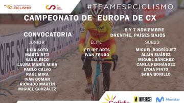 Cartel con la convocatoria de Pascual Momparler del equipo de Espa&ntilde;a para los Campeonatos de Europa de Ciclocr&oacute;s de Drenthe (Pa&iacute;ses Bajos).