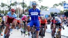 Fernando Gaviria celebra su victoria en una etapa del Amgen Tour of California 2018.