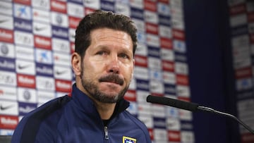 Diego Simeone, during Saturday&#039;s press conference. 