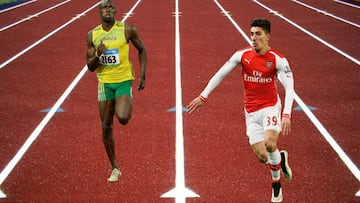 Arsenal's Héctor Bellerín challenges Usain Bolt to race