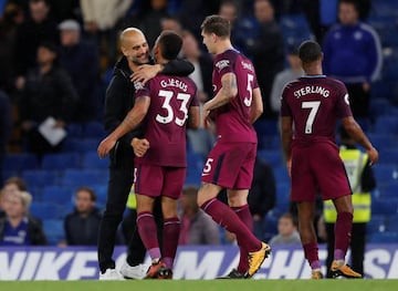 Happy citizens | Manchester City manager Pep Guardiola with striker Gabriel Jesus after the match.