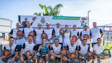 Participantes en el clínic del circuito solidario de pádel junto a Maribel Nadal (Rafa Nadal Academy) y Felipe Martín (Santander).