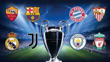 Las opciones de Roma, Bar&ccedil;a, Madrid, Juventus, Bayern, Sevilla, City y Liverpool en la Champions.
