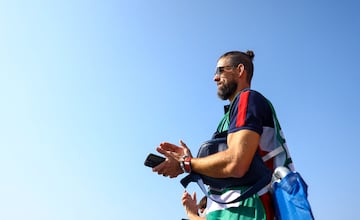 Former swimmer and record Olympic medallist Michael Phelps is seen during round one of the Le Golf National.