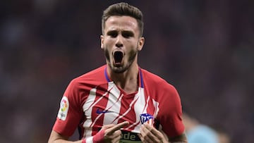 Sa&uacute;l celebra un gol con el Atl&eacute;tico.