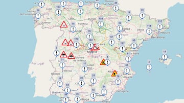 Carreteras afectadas tras la borrasca Kristin: cortes, tramos peligrosos y mapa de la DGT
