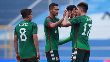  Ettson Ayon celebrates his goal 2-0 of Mexico during the game Mexico (Mexican National Team) vs Honduras, corresponding to Semifinals of Mens Soccer at the Central American and Caribbean Games San Salvador 2023, at Las Delicias National Stadium, on July 04, 2023.

<br><br>

Ettson Ayon celebra su gol 2-0 de Mexico durante el partido Mexico (Seleccion Nacional Mexicana) vs Honduras, correspondiente a Semifinales del Futbol Masculino en los Juegos Centroamericanos y del Caribe San Salvador 2023, en el Estadio Nacional Las Delicias, el 02 de Julio de 2023.