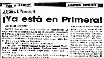 Logro?¨¦s-Valencia en Las Gaunas, aquella canci¨®n de los a?os 80