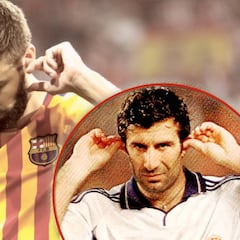 Piqué hizo un 'Figo' tras la pitada en el calentamiento del Wanda