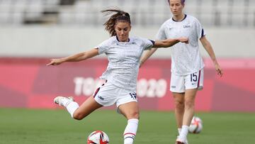 Team United States warms up prior to the Women's First Round Group G match between Sweden and United States.