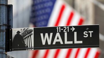 A street sign for Wall Street is seen outside the New York Stock Exchange (NYSE) in New York City.