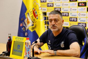 García Pimienta, esta mañana en la sala de prensa de la Ciudad Deportiva de Las Palmas. 