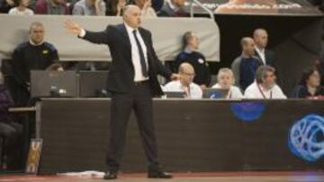 Pablo Laso en el partido frente al ICL Manresa.