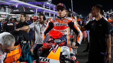 Marc M¨¢rquez en la parrilla de Qatar.