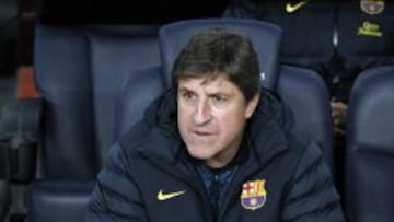 El segundo entrenador del Barcelona, Jordi Roura durante el partido de la vigésimo primera jornada de Liga de Primera División disputado esta noche en el Camp Nou de Barcelona.