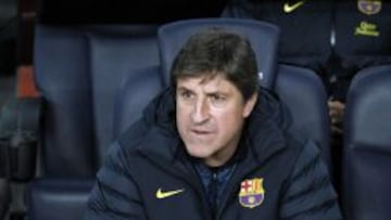 El segundo entrenador del Barcelona, Jordi Roura durante el partido de la vig&eacute;simo primera jornada de Liga de Primera Divisi&oacute;n disputado esta noche en el Camp Nou de Barcelona. 